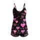 thumbnail image 4 of Gibobby camisones de talla grande Camisola sexy para mujer, conjunto de 2 piezas, estampado de amor, ropa de dormir, encaje sin espalda, lencería, pantalones calientes, traje (Rosa, XL), 4 of 5