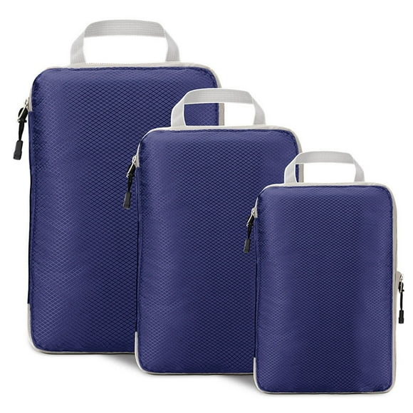 Ratfeit Compression Packing Cubes, 3pcs Expandable Storage Travel Luggage Bags Organizers (Gray)