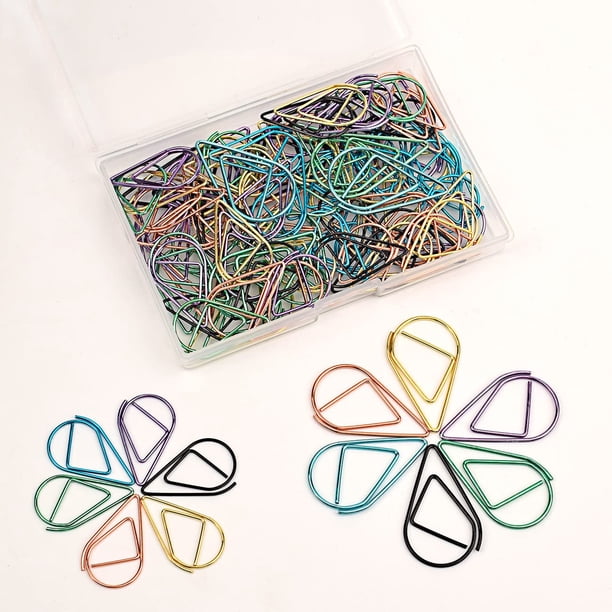 Sujetapapeles CTZD multicolor en forma de gota de metal, 100 piezas