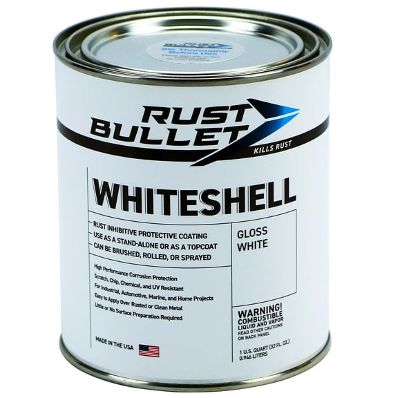 Rust Bullet - WhiteShell Gloss White Protective Coating and Topcoat - Quart