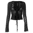 thumbnail image 2 of Folds Mall Gothic Lace Up Sexy Blouses Grunge Y2k Fairycore Long Sleeve T-shirts Female Transprent Skinny Fashion Tops, 2 of 4