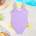 thumbnail image 3 of MIASHUI Maillot de Bain une Pièce pour Fille, Imprimé Canard Mignon, Sans Manches, Violet, 3-4 Ans, 3 of 6