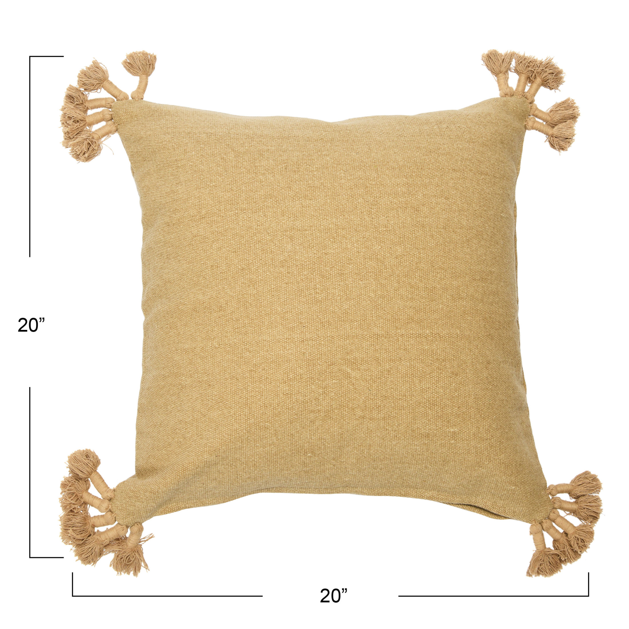 Creative Co-Op 20" Square Canvas Pillow Cover with Tassels