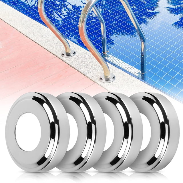 Placas embellecedoras para escalera de piscina Blasoul de acero inoxidable, paquete de 4
