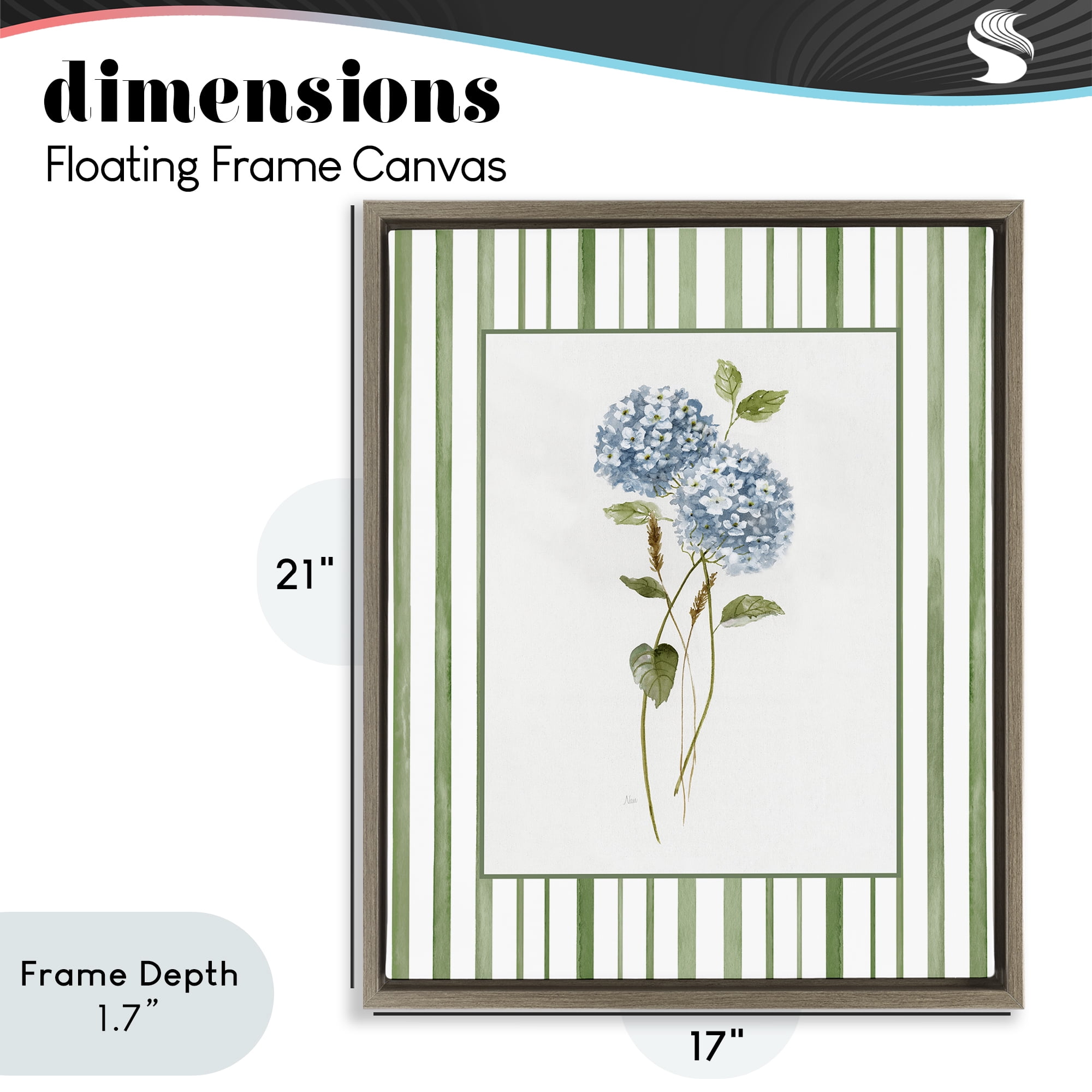 Stupell Industries Delicate Hydrangea & Dried Wheat Brown Framed Floater Canvas Wall Art, design by Nan