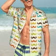 thumbnail image 4 of Picia Colorful Mustache Gentle Cotton Regular Fit Short Sleeve Casual Hawaiian Shirt for Men-Small, 4 of 8
