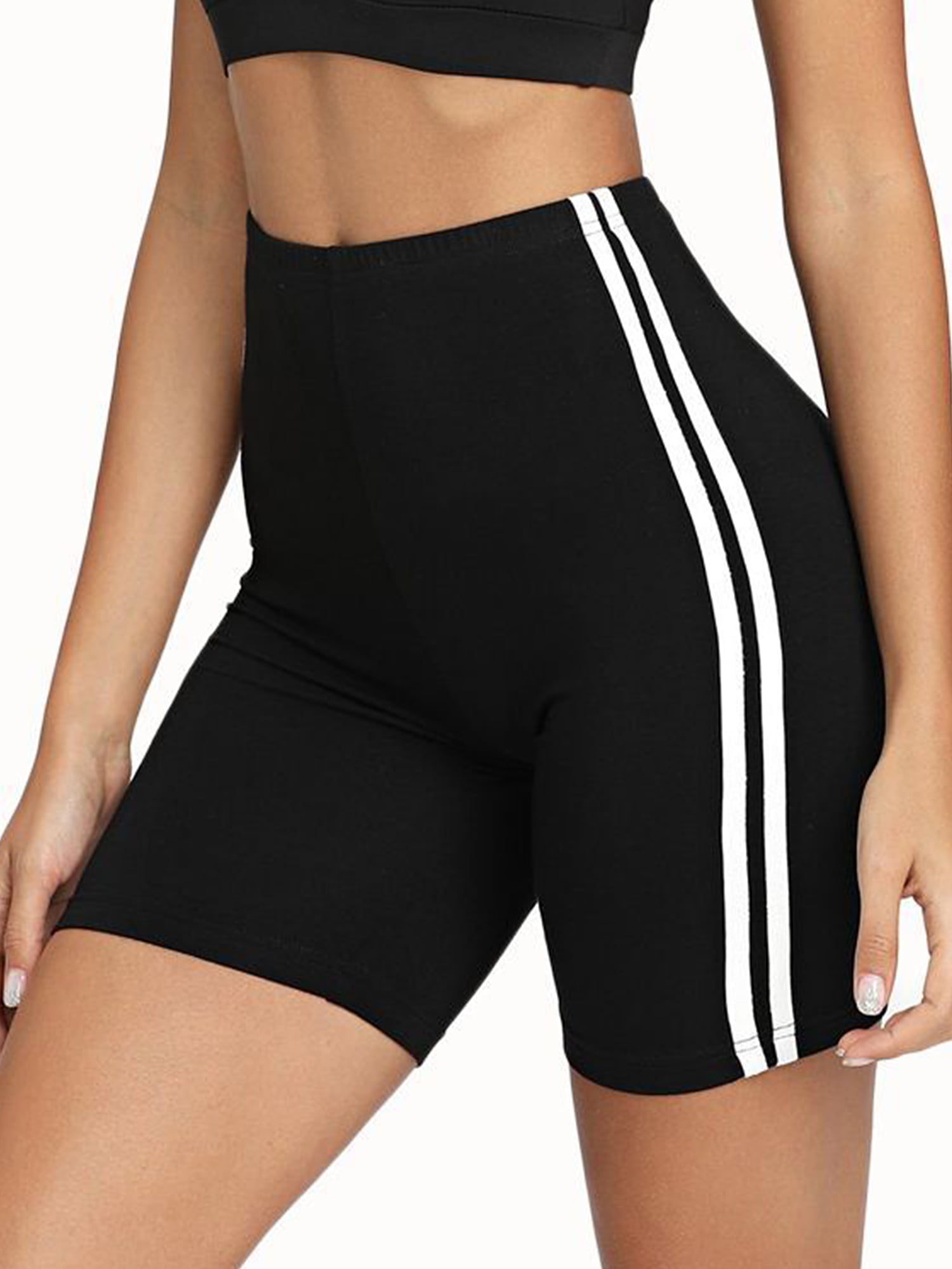 REORIA Womens High Waist Yoga Shorts Pants Tummy Control Athletic Workout Running Shorts with Pockets