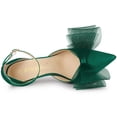 thumbnail image 4 of Zapatos de tacón alto de aguja Allegra K con correa en el tobillo y pajarita para mujer Verde 38, 4 of 6
