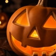 thumbnail image 4 of Halloween Jack O' Lantern Decorative Pumpkin with Hollow Cutout-Design Pumpkin Lantern for Holiday Party Home Porch Tabletop Mantel Celebration Decor, 1Pack A, 4 of 6