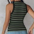 thumbnail image 4 of DDAPJ pyju Women's Ribbed Tank Top Sleeveless Stripe Print T Shirt Summer Casual Camisole with Bulit in Bra Black M, 4 of 9