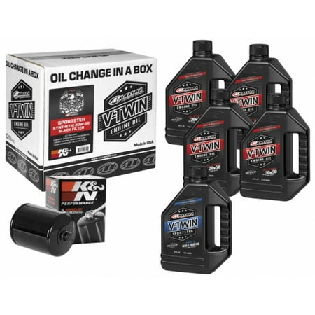 Maxima Racing Oils 90-119015B Black Complete Oil Change Kit (Sportster Synthetic 20W-50 Filter), 5 quart, 1 Pack