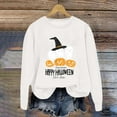 thumbnail image 4 of Ghost Pumpkin Halloween Sweatshirts for Women Long Sleeve Crewneck Happy Halloween Graphic Sweatshirt Pullover Tops, 4 of 5