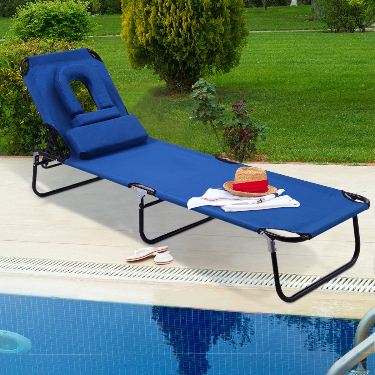 Costway Patio Foldable Chaise Lounge Chair Bed Outdoor Beach Camping Costway Patio Foldable Chaise Lounge Chair Bed Outdoor Beach Camping Recliner Pool Yard Com