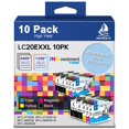 thumbnail image 1 of Cartuchos de tinta DOUBLE D LC20E compatibles con Brother, paquete de 10, 1 of 9