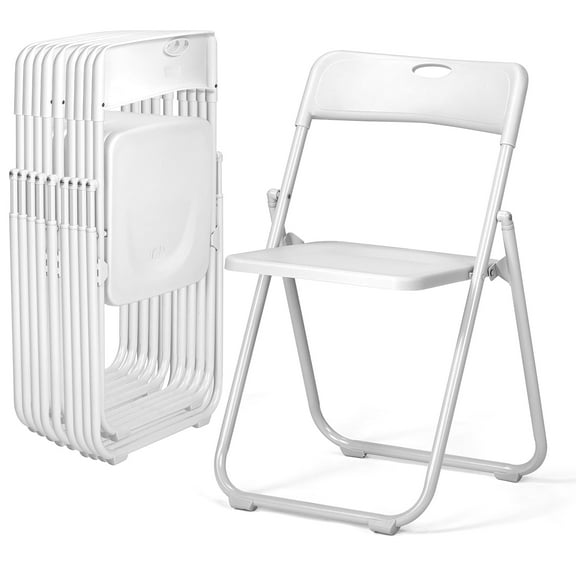Ktaxon 10 Pack Plastic Folding Chairs, Stackable Commercial Chairs, Portable Event Seats Indoor Outdoor for Home Event Party Picnic School Wedding, White