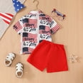 thumbnail image 5 of Xudanell 4th of July Baby Boy Outfit Button Short Sleeve Fashionable Independence Day Print Shirt Shorts Set Clothes for Boys Red 3-4 Years, 5 of 5