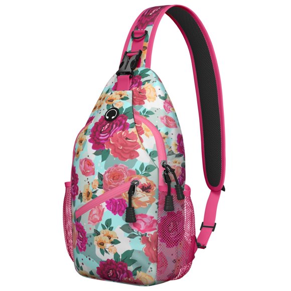 Sac à Dos Romantique Floral pour Femmes, Sac de Voyage Bandoulière Fleur Aquarelle, Sac de Jour Léger pour Randonnée avec Motif Fleur