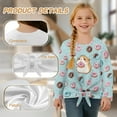 thumbnail image 6 of Xoenoiee Blue Guinea Pig Donut Print Girls Long Sleeve Shirts Crew Neck Tunic Tops Pullover Casual Front Tie Shirts for Gilrs Soft Comfy Blouses, 7-8 Year, 6 of 7