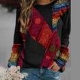 thumbnail image 1 of CEHVOM Mode Femmes Imprimé Manches Longues Confortable Respirant T-Shirt Col Rond Hauts, 1 of 6