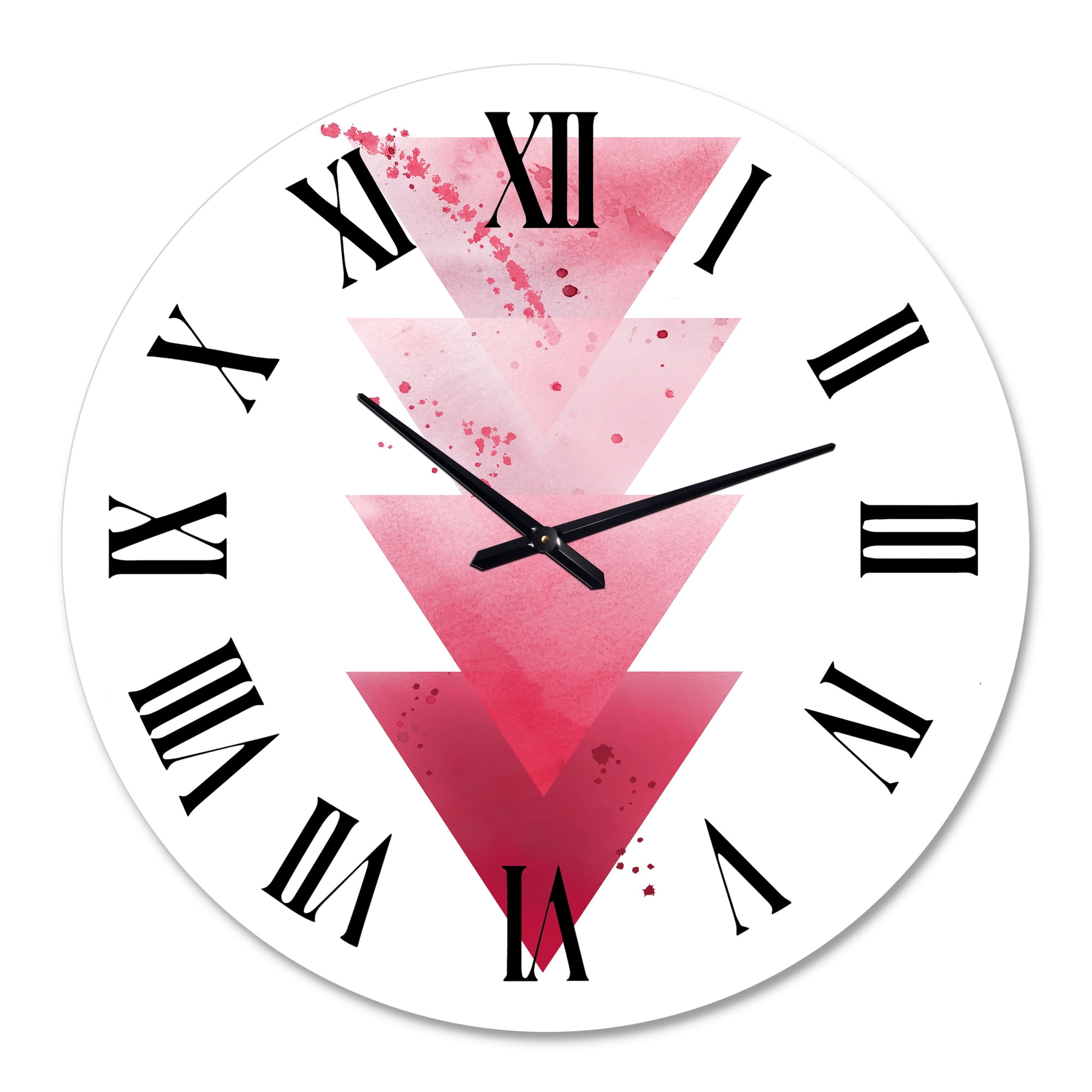 Designart 'Red Triangles Abstract Geometric Art Composition' Modern Wall Clock