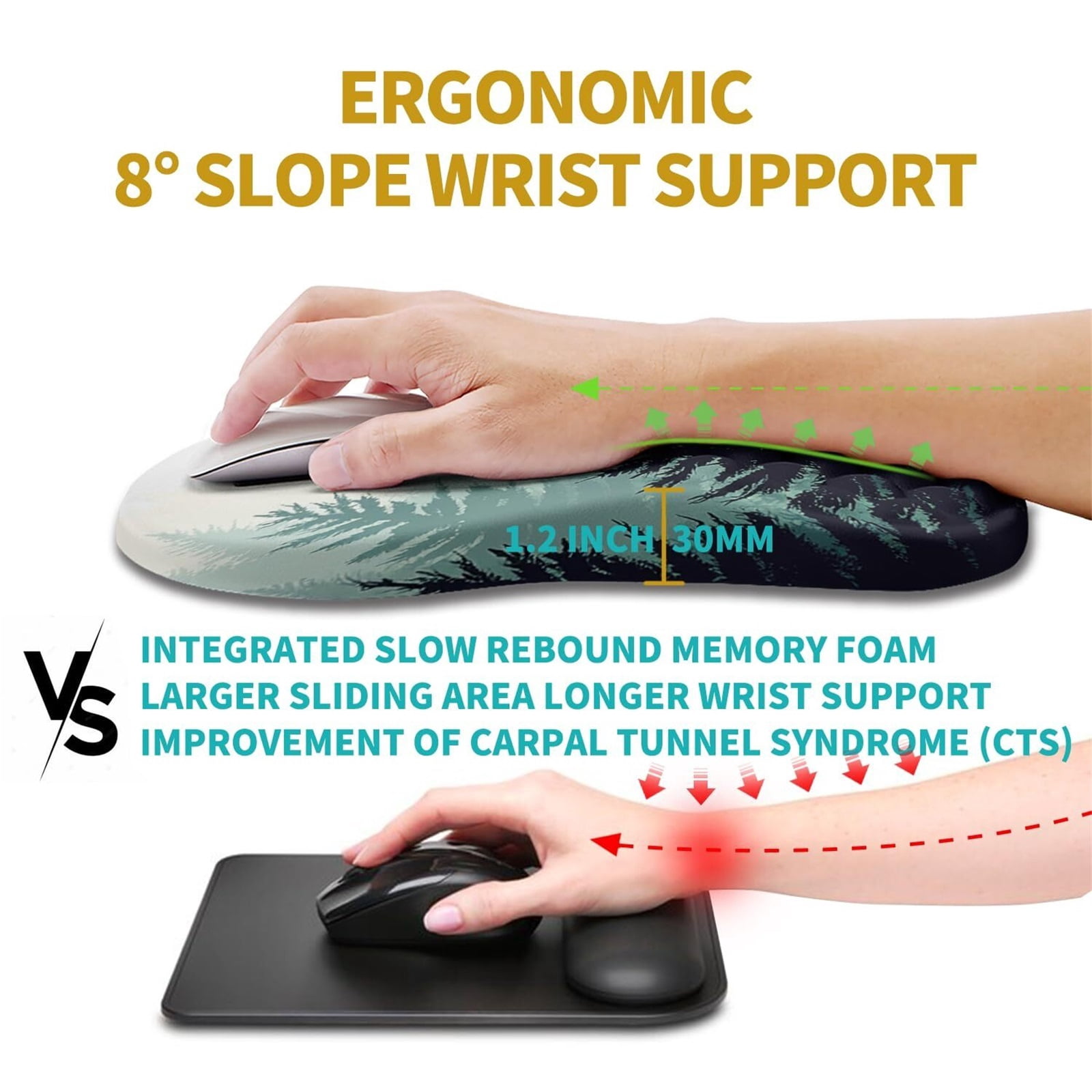 NexTone Ergonomic Mouse Pad Wrist Support, Wrist Rest Mousepad for Carpal Tunnel Pain Relief with Integrated Memory Foam Slope Massage Bulge (11.8x7.9 inch,Pink Fluid