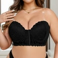 thumbnail image 2 of Versatile Front Closure Strapless Bra Everyday Comfort & Casual Wear; Supportive Wire-Free Ideal Push-Up For Smooth Invisible Look(Black-D,90C), 2 of 5