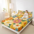 thumbnail image 4 of Homewish Retro Orange Flower Full Size Sheets, Cartoon Groovy Daisy Bed Sheets, Teens Kids Boys Girls Sheet Sets, Super Cozy Room Decor, 4-Piece, 4 of 7