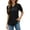 Black, variant on ZHENWEI Women Casual V-Neck Polo T-Shirts Loose Puff Short-Sleeve Tops Button Down Collared Tunic Blouse