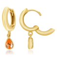 thumbnail image 2 of 18K Gold Plated Sterling Silver Color CZ Teardrop Huggie Hoop Earrings, 2 of 6