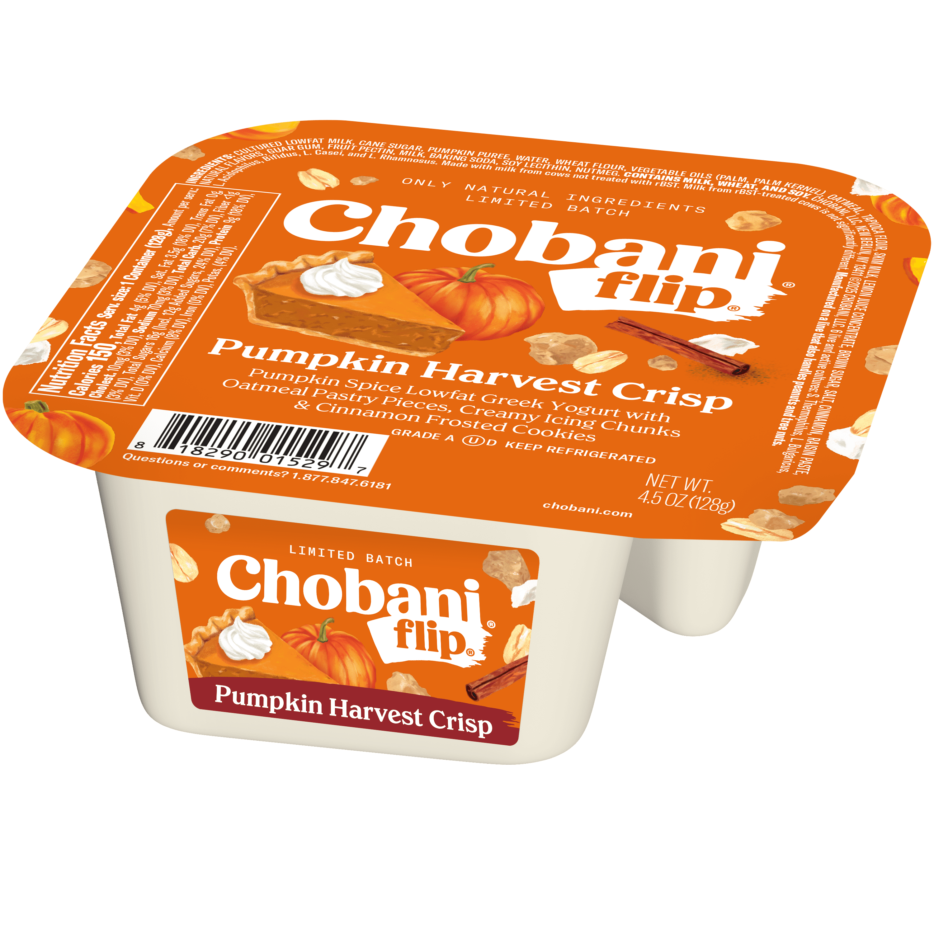 Chobani Flip Greek Yogurt Limited Batch Pumpkin Harvest Crisp 4.5 oz Cup