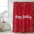 thumbnail image 4 of Red Birthday Bathroom Shower Curtains with 12 Hooks Polyester Waterproof Shower Curtain for Stalls and Bathtubs Colorful Confetti Ribbons Polka Dots Classroom Decorative Bathroom Curtain 36x72 Inches, 4 of 9