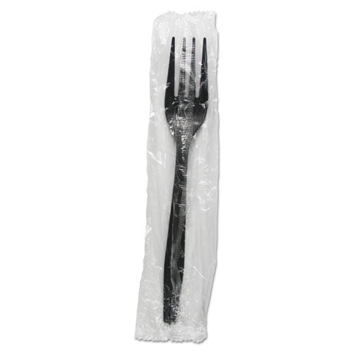 1000/Carton Black Heavyweight Wrapped Polypropylene Cutlery Fork 