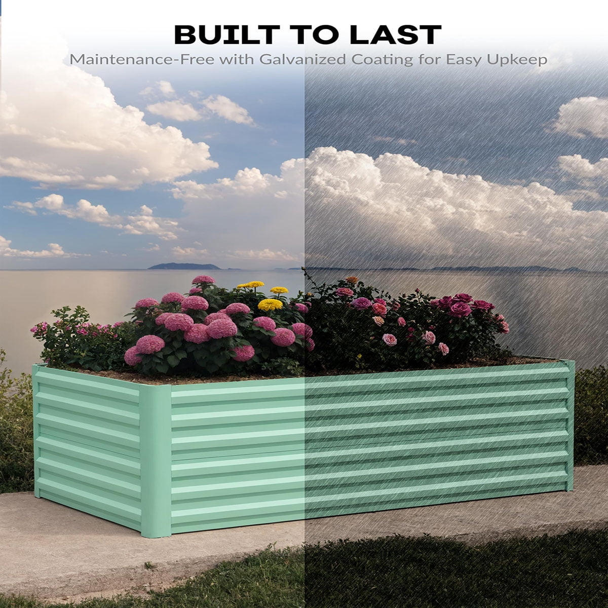Danolapsi 2pcs Metal Raised Garden Bed, Deep Root Planter Box for Vegetables, Flowers, Herbs- Large Metal Raised Garden Bed Kit Outdoor