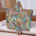 thumbnail image 5 of Multicolor Ethnic Geometric and Floral Pattern Hooded Bath Towel，60"x35" for Ages 3 To 12 Kids, Quick Dry Lightweight Soft Microfiber Hood Beach Towel Cover Up for Kids, 5 of 7