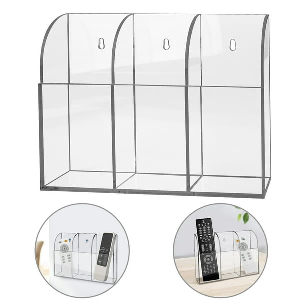 EEEkit Clear Acrylic TV Remote Control Holder with 3 Compartments, Wall