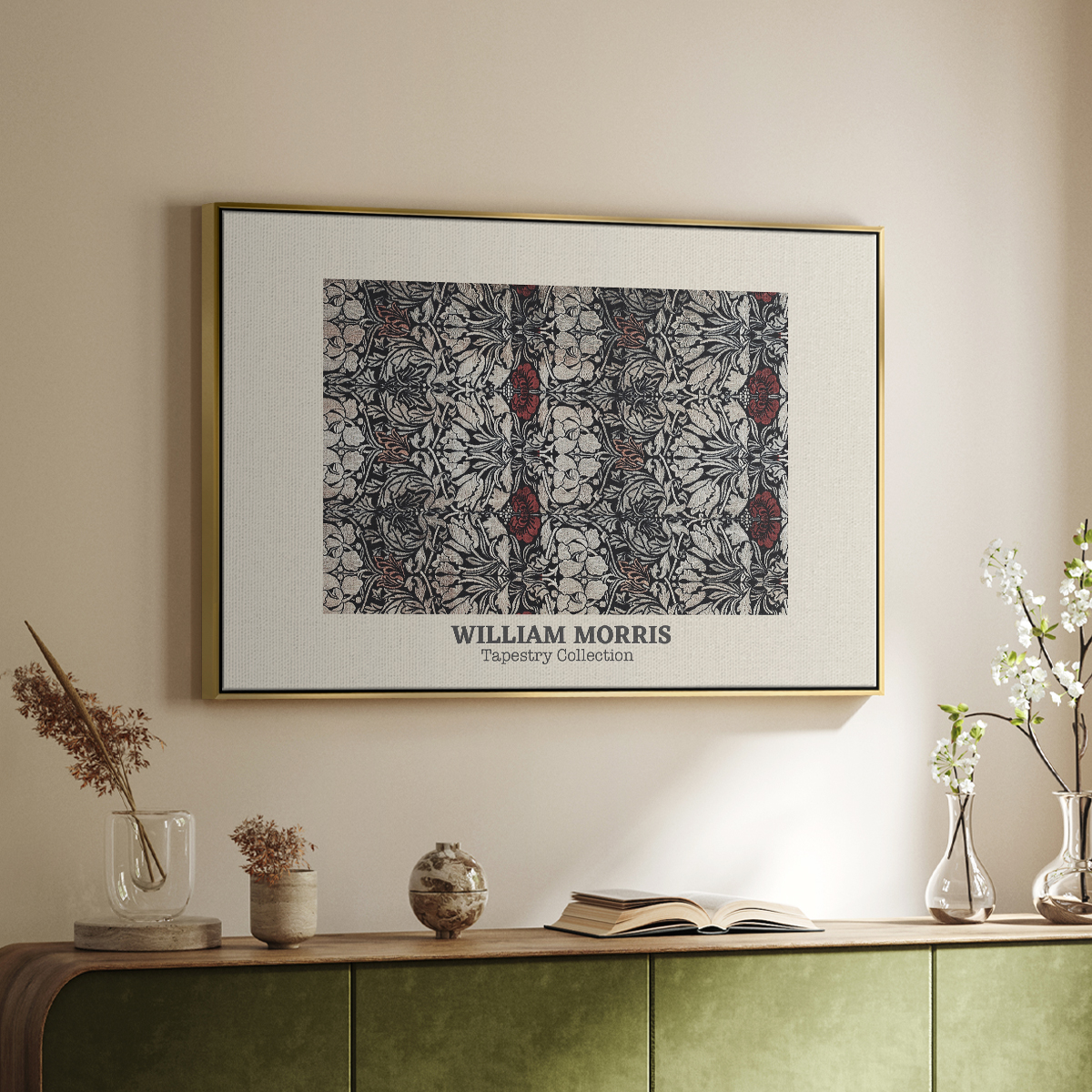 Vintage Abstract Print-XXXVIII Framed in Gold Wood Gallery Wrapped Canvas 27 in. x 41 in.