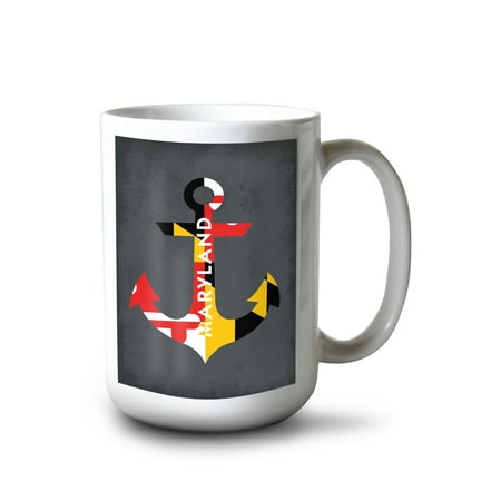 

15 fl oz Ceramic Mug Maryland Anchor and Flag Contour Dishwasher & Microwave Safe