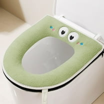 YgkuHd Toilet Seat Cover, Zipper Model Toilet Seat Household Embroidery Sitting Washer Toilet Seat Cover Cute WasherUniversal Toilet Seat Washable D Shapetoilet Seat Cushion (Green)