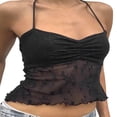 thumbnail image 2 of Women Vest  Halterneck Backless Flower See-through Patchwork Tops, 2 of 5