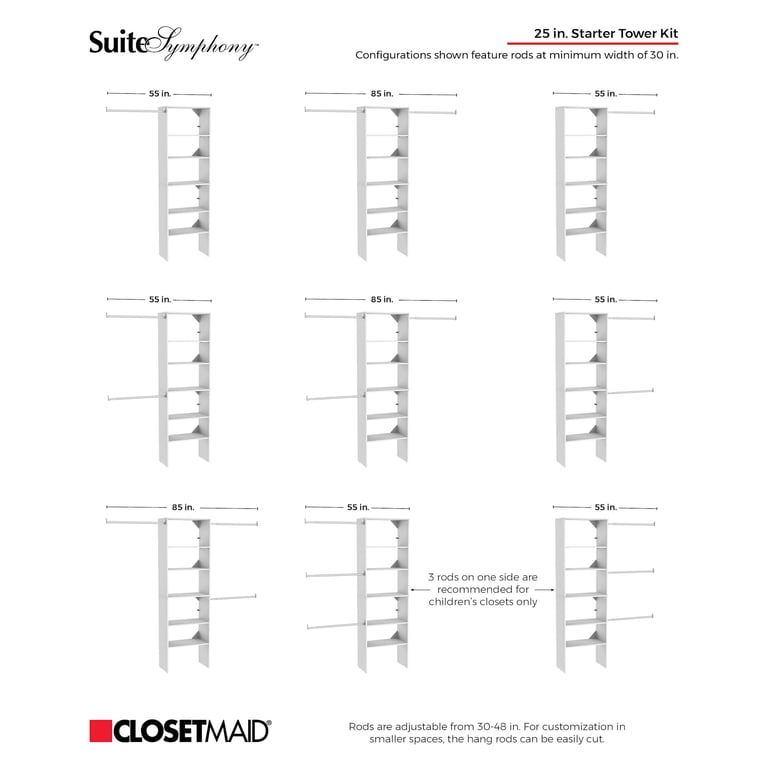 Closetmaid Ss16-Tk Suitesymphony 6 To 9 Foot Wide Closet System
