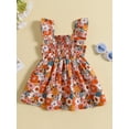 thumbnail image 2 of Wassery Infant Baby Kids Girls Dress 9M 12M 18M 24M 2T 3T 4T Toddle Girl Summer A-line Dress Fly Sleeve Square Neck Flower/Leaves Print Dress, 2 of 9