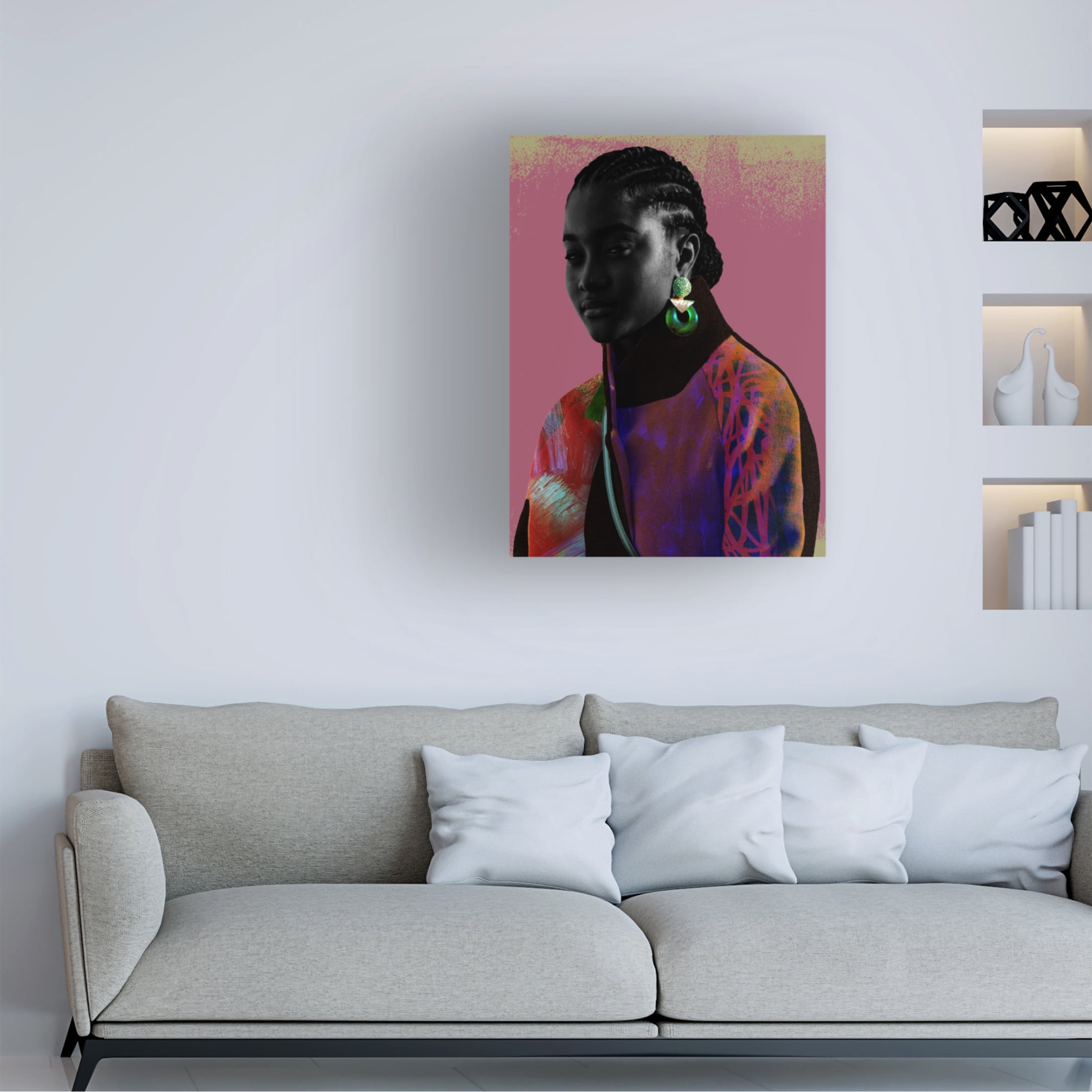 Canvas Wall Art - NUMA Art 'Petty in Pink' Wall Art for Living Room, Bedroom, or Office Décor by Trademark Fine Art - 35 x 47 Inches