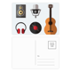 thumbnail image 1 of Auriculares microfono guitarra patron CD Musica Set cumpleaños gracias tarjeta postal correo lado 20pcs, 1 of 3
