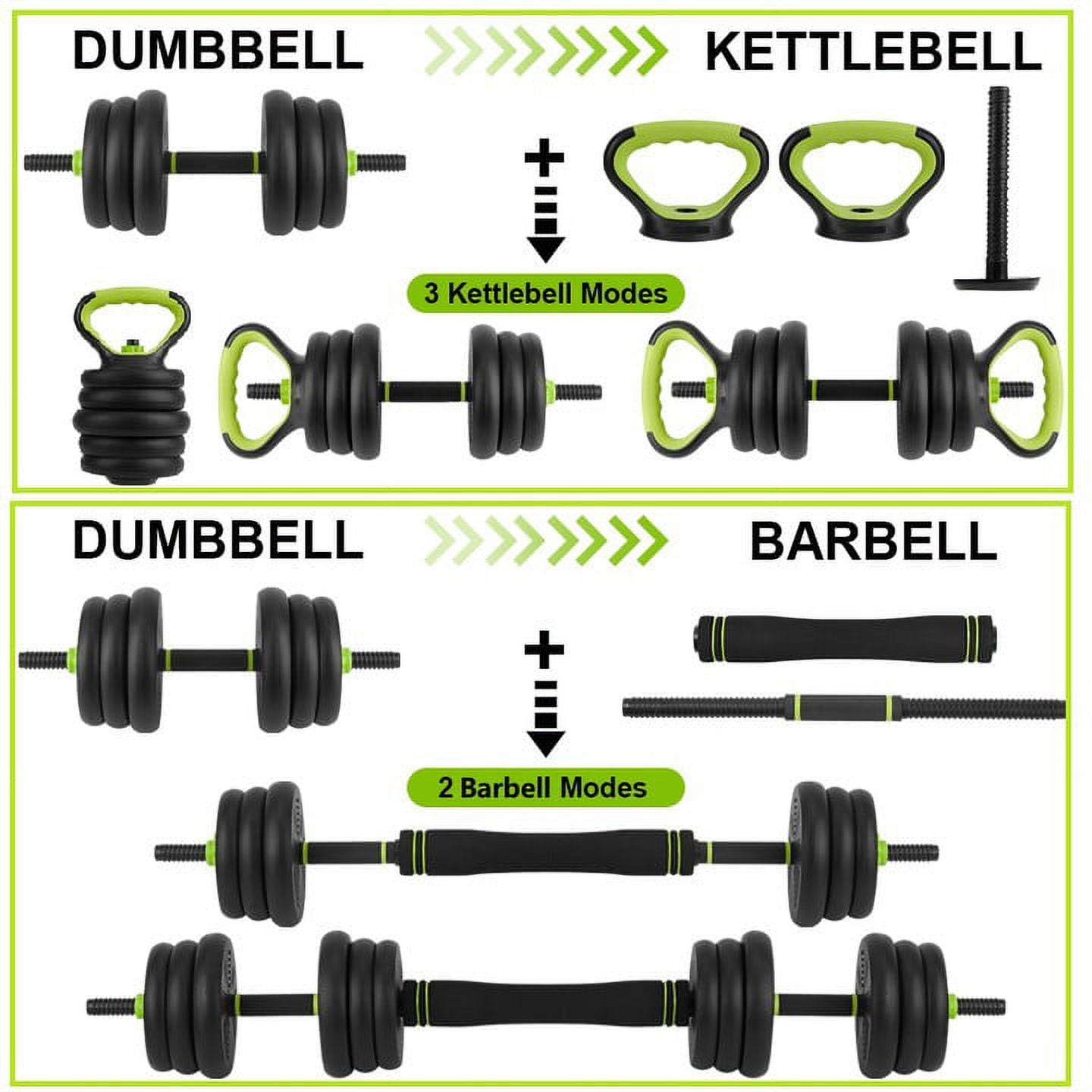 Adjustable Dumbbells Set 4 in 1 Set Barbell, Dumbbell, Kettlebell and Push-ups, Non-slip Handles, Free Weights, For Home Gym Fitness Exercises