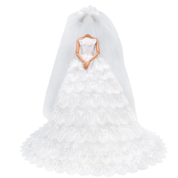 Vestido de novia E-TING Princess con velo para muñecas de 11.5 pulgadas
