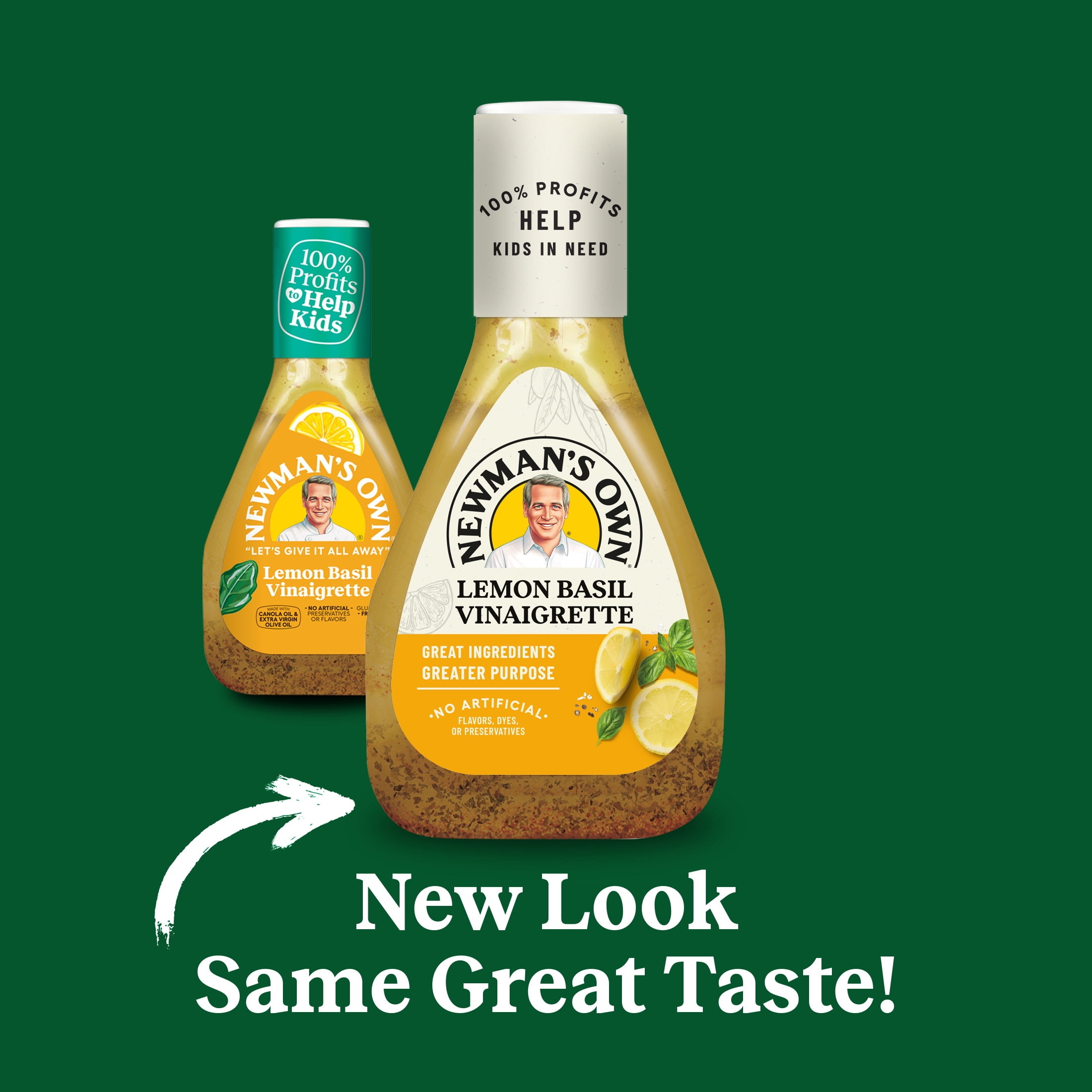 (4 pack) Newman's Own Lemon Basil Vinaigrette Salad Dressing and Marinade, 16 fl oz