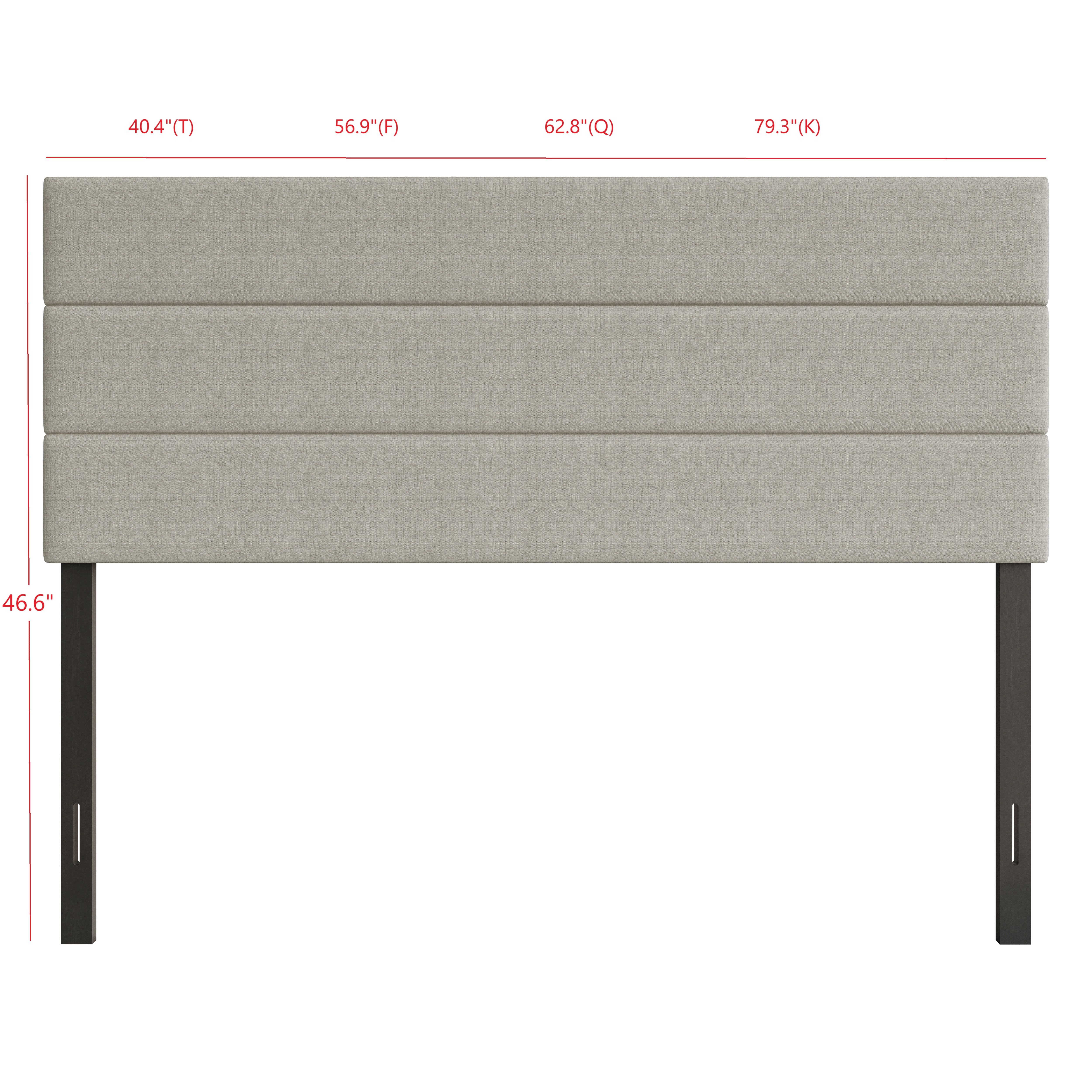 Home Design Etta Full Upholstered Headboard with Channel Tufting and Foam Padding, Warm Gray, Easy assembly