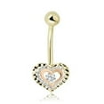 thumbnail image 5 of AVORA 10K 2-Tone Gold Simulated Diamond CZ and Diamond-cut Heart Belly Button Ring Body Jewelry (14 Gauge), 5 of 5