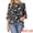 Black, variant on Women's High Low Floral 3/4 Sleeve Chiffon Blouse Dressy Shirt XL Green
