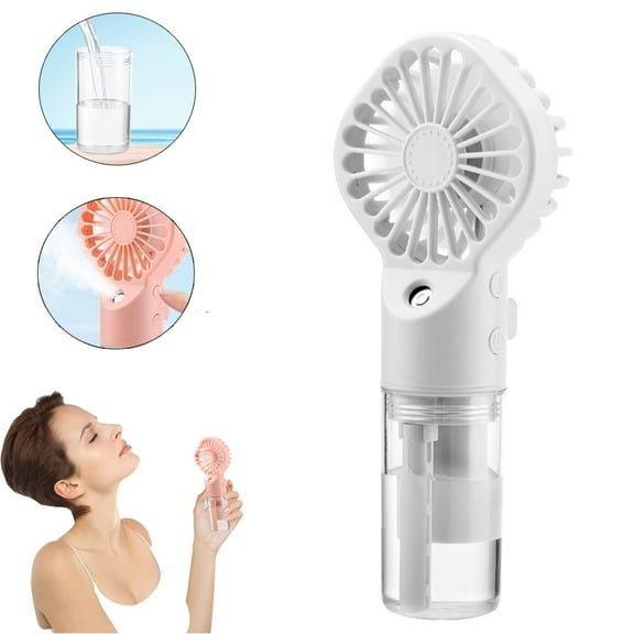 Portable Misting Fan Four-Speed Wind Humidification Spray Hydration Fan Summer Cooling Artifact USB Charging (White)